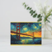 San Francisco Golden Gate Bridge Starry Night Postkarte (Stehend Vorderseite)