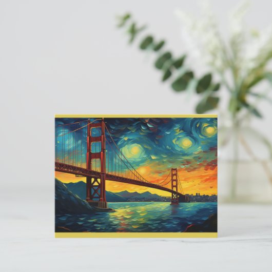 San Francisco Golden Gate Bridge Starry Night Postkarte (Stehend Vorderseite)
