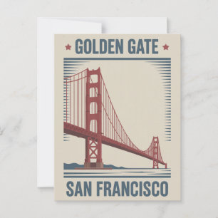 San Francisco Golden Gate Bridge Vintag Postkarte