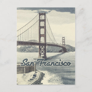 San Francisco Golden Gate Bridge ✪ Vintager Stil Postkarte