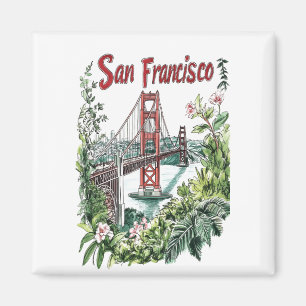 San Francisco Golden Gate Bridge Wasserfarbendesig Magnet