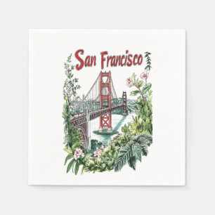 San Francisco Golden Gate Bridge Wasserfarbendesig Serviette