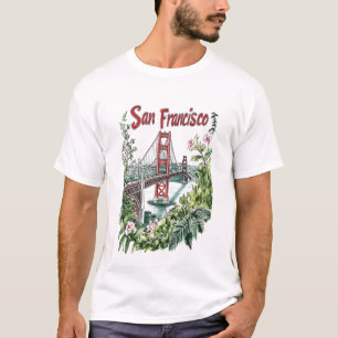 San Francisco Golden Gate Bridge Wasserfarbendesig T-Shirt
