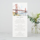 San Francisco Golden Gate Bridge Wedding Menu Card Einladung (Stehend Vorderseite)