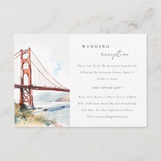 San Francisco Golden Gate Bridge Wedding Reception Begleitkarte (Vorderseite)
