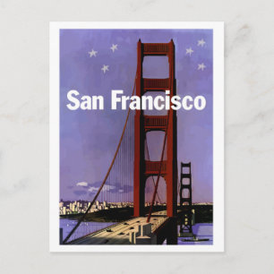 San Francisco Golden Gate Brücke bei Nacht, im Vin Postkarte