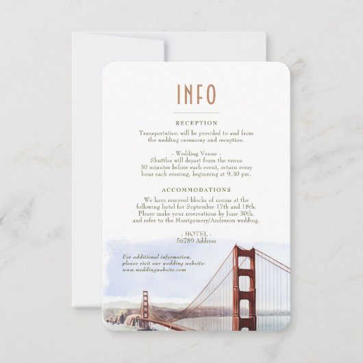 San Francisco Golden Gate Insert INFO Details Einladung (Vorderseite)