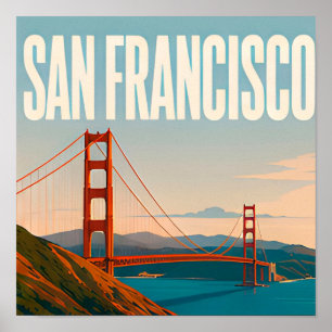 ❤️ San Francisco Golden Gate Reise-Stil ❤️ Poster