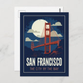 San Francisco Golden Gate Retro Night Postkarte (Vorne/Hinten)