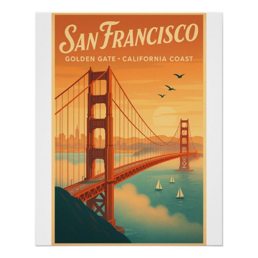 San Francisco Golden Gate – Retro-Reise-Kunst Poster (Vorderseite)