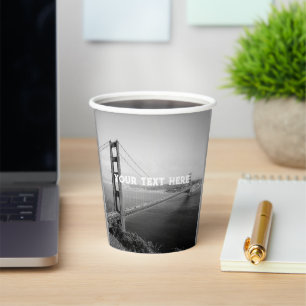 San Francisco Golden Gate Schwarz Weiß Vintage  Pappbecher