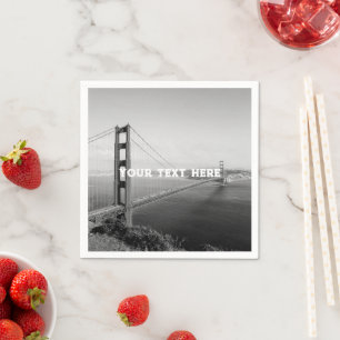 San Francisco Golden Gate Schwarz-Weiß Vintage Serviette
