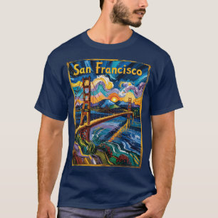 San Francisco Golden Gate Van Gogh Art T-Shirt