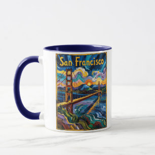 San Francisco Golden Gate Van Gogh Farbige Reise Tasse