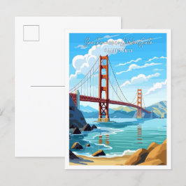 San Francisco Golden Gate Vintage Postkarte