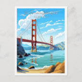 San Francisco Golden Gate Vintage Postkarte (Vorderseite)