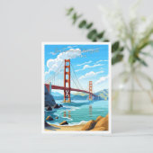 San Francisco Golden Gate Vintage Postkarte (Stehend Vorderseite)