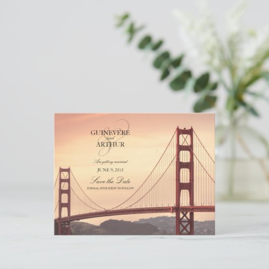San Francisco Golden Gate Wedding Save the Date Ankündigungspostkarte (Stehend Vorderseite)