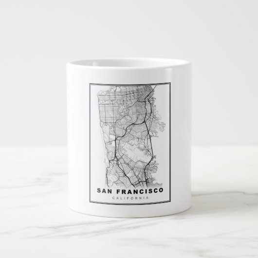 San Francisco Halbinsel Karte Jumbo-Tasse (Vorderseite)