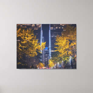 San Francisco Herbst-Stadtansicht bei Nacht Leinwanddruck