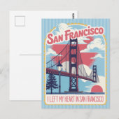 San Francisco "I Left My Heart" Golden Gate Bridge Postkarte (Vorne/Hinten)