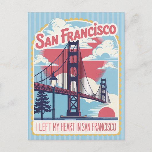San Francisco "I Left My Heart" Golden Gate Bridge Postkarte (Vorderseite)