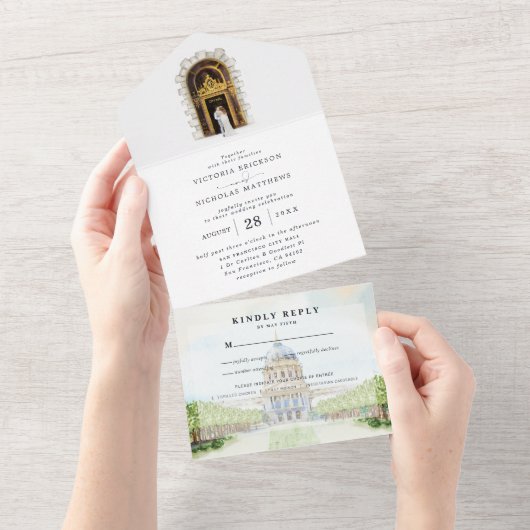 San Francisco Illustriert Wedding All In One Einladung (Abreißen)