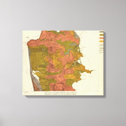 San Francisco Intensität des Erdbebens Leinwanddruck (Vorderseite)