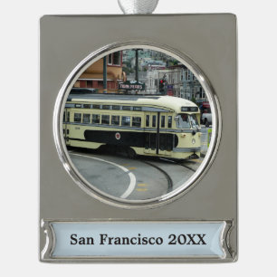 San Francisco Kabelstraßenbahn Banner-Ornament Silber