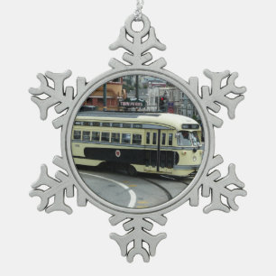 San Francisco Kabelstraßenbahn Schneeflocken Zinn-Ornament