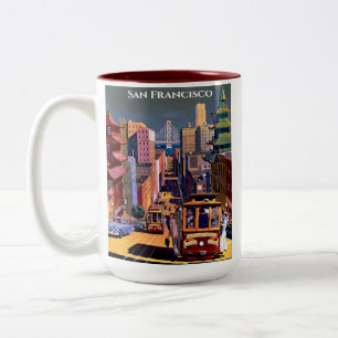 San Francisco Kabelwagen Retro Vintage Zweifarbige Tasse