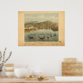 San Francisco Kalifornien 1846 Panoramakarte Poster (Küche)