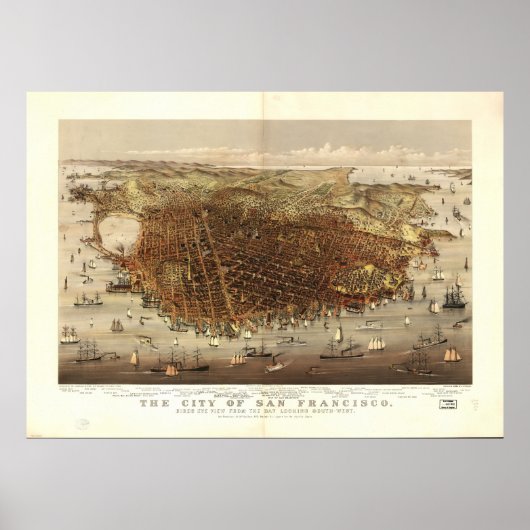 San Francisco Kalifornien 1878 Panoramakarte Poster (Vorne)