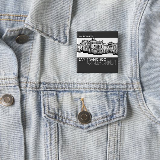 San Francisco Kalifornien alter StadtGebäudeknopf Button (Beispiel)
