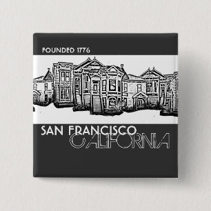 San Francisco Kalifornien alter StadtGebäudeknopf Button