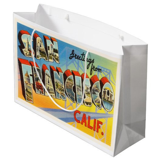San Francisco Kalifornien CA alte Reise-Andenken Große Geschenktüte (Rückseite Schrägansicht)