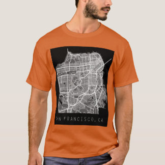 San Francisco Kalifornien CA Stadtplan schwarz und T-Shirt