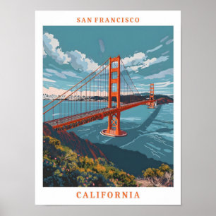 San Francisco Kalifornien Elegante Vintage Reise Poster