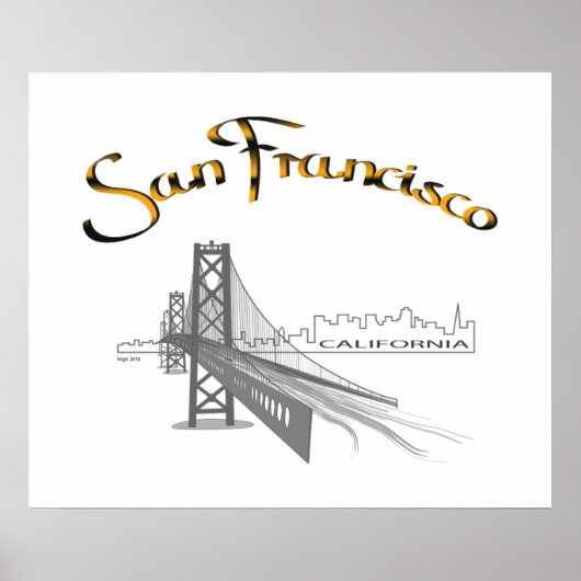 San Francisco, Kalifornien, Grau Gold Poster (Vorne)