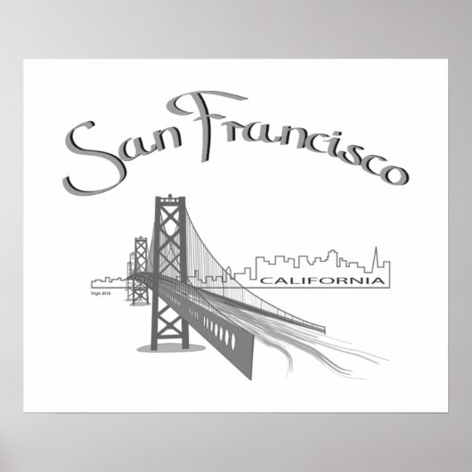 San Francisco, Kalifornien - Grau Poster (Vorne)