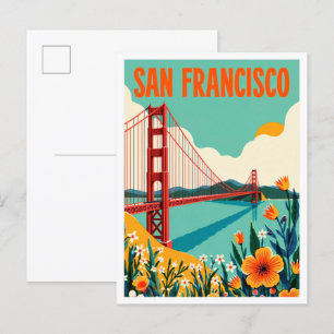 San Francisco Kalifornien Kunst Illustration Reise Postkarte