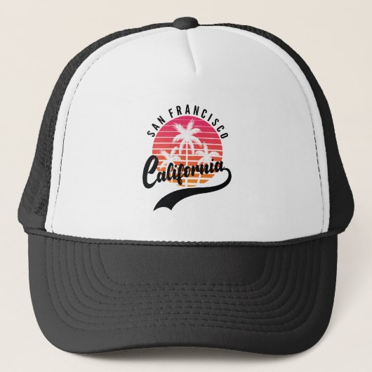 San Francisco, Kalifornien Retro Sunset Trucker Ha Truckerkappe (Vorderseite)