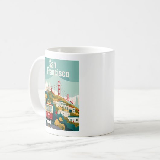 San Francisco Kalifornien - Rotes Seilbahn Kaffeetasse (Vorderseite Links)