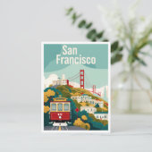 San Francisco Kalifornien - Rotes Seilbahn Postkarte (Stehend Vorderseite)