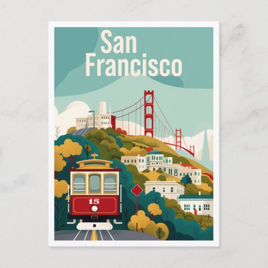 San Francisco Kalifornien - Rotes Seilbahn Postkarte (Vorderseite)