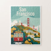 San Francisco Kalifornien - Rotes Seilbahn Puzzle (Vertikal)
