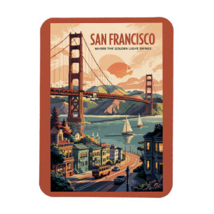 San Francisco Kalifornien Skyline Reise Kunst Retr Magnet