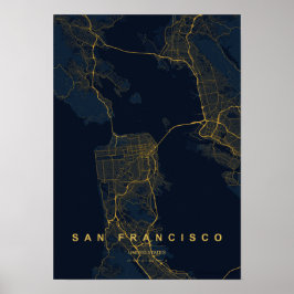 San Francisco Kalifornien Stilisierter Kartendruck Poster