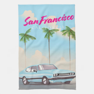 San Francisco Kalifornien Tropischer Reiseplakat Geschirrtuch