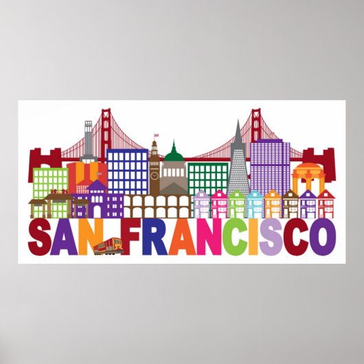 San Francisco, Kalifornien | Typografie Poster (Vorne)